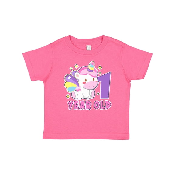 Inktastic 1 Year Old with Cute Unicorn Birthday Girls Baby T-Shirt