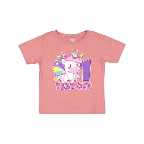 Inktastic 1 Year Old with Cute Unicorn Birthday Girls Baby T-Shirt
