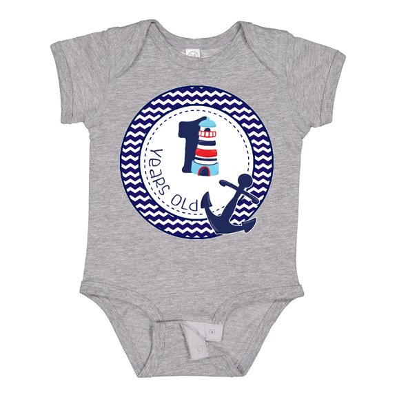 Inktastic 1 Years Old Nautical Anchor Boy Birthday Boys Baby Bodysuit