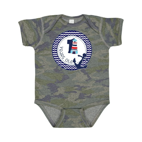 Inktastic 1 Years Old Nautical Anchor Boy Birthday Boys Baby Bodysuit