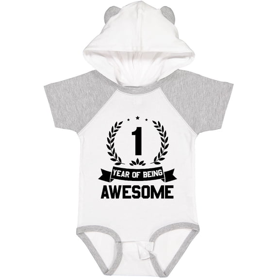 Inktastic 1 year of being awesome birthday black Boys or Girls Baby Bodysuit