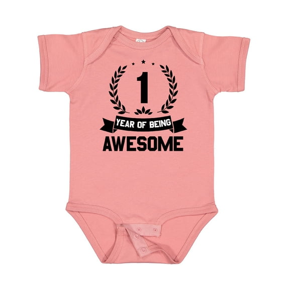 Inktastic 1 year of being awesome birthday black Boys or Girls Baby Bodysuit