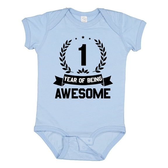 Inktastic 1 year of being awesome birthday black Boys or Girls Baby Bodysuit