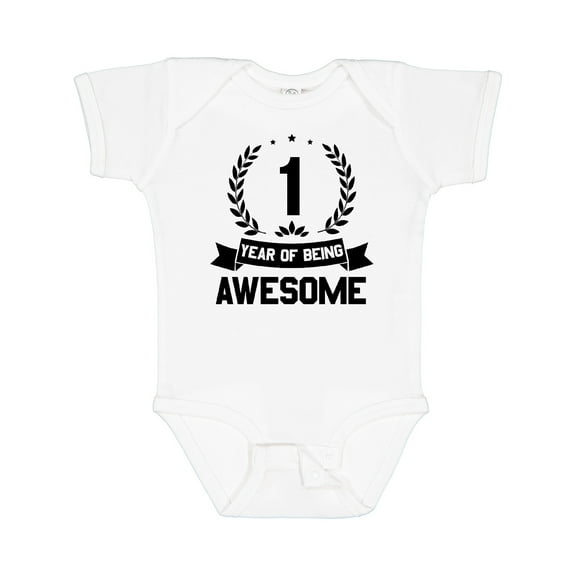 Inktastic 1 year of being awesome birthday black Boys or Girls Baby Bodysuit