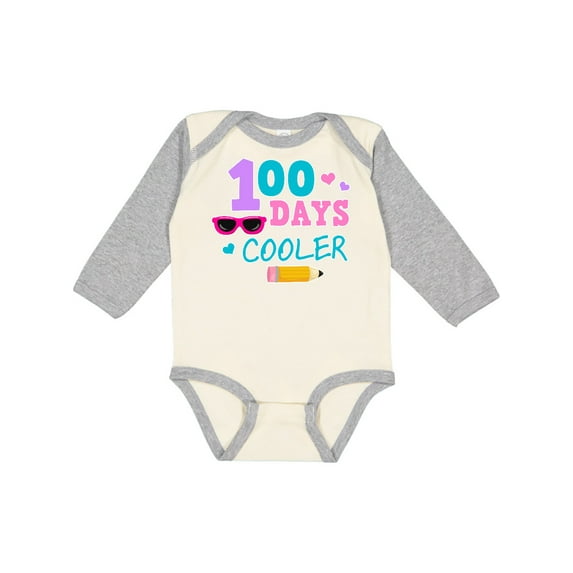 Inktastic 100 Days Cooler in Pink Girls Long Sleeve Baby Bodysuit