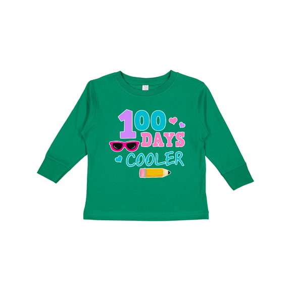 Inktastic 100 Days Cooler in Pink Girls Long Sleeve Toddler T-Shirt