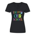thumbnail image 1 of Inktastic 100 Days Of School Party Women's V-Neck T-Shirt, 1 of 5