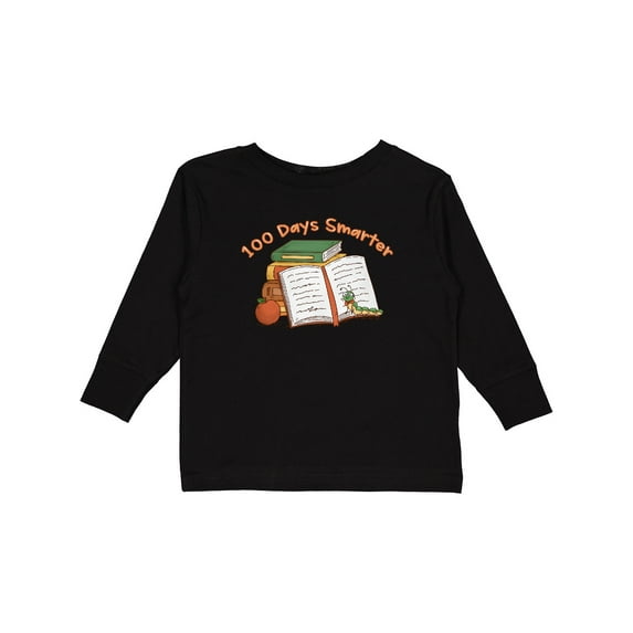 Inktastic 100 Days Smarter Bookworm 100th Day of School Boys or Girls Long Sleeve Toddler T-Shirt