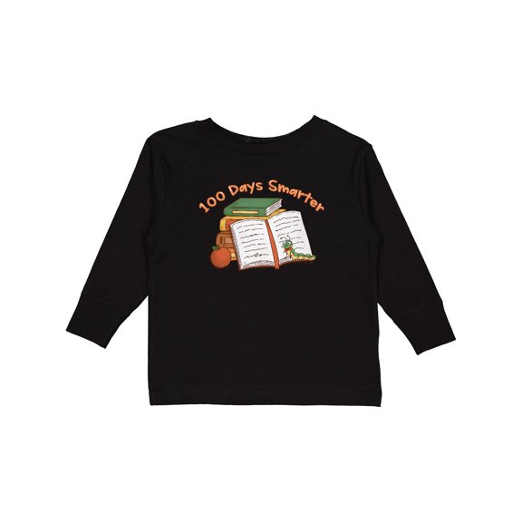 Inktastic 100 Days Smarter Bookworm 100th Day of School Boys or Girls Long Sleeve Toddler T-Shirt