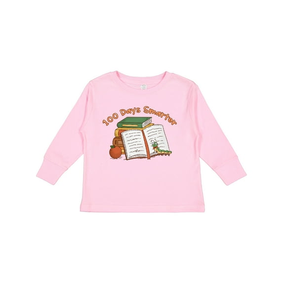 Inktastic 100 Days Smarter Bookworm 100th Day of School Boys or Girls Long Sleeve Toddler T-Shirt