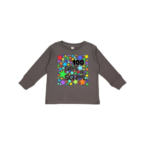 Inktastic 100 Days of School Colorful Stars Boys or Girls Long Sleeve Toddler T-Shirt