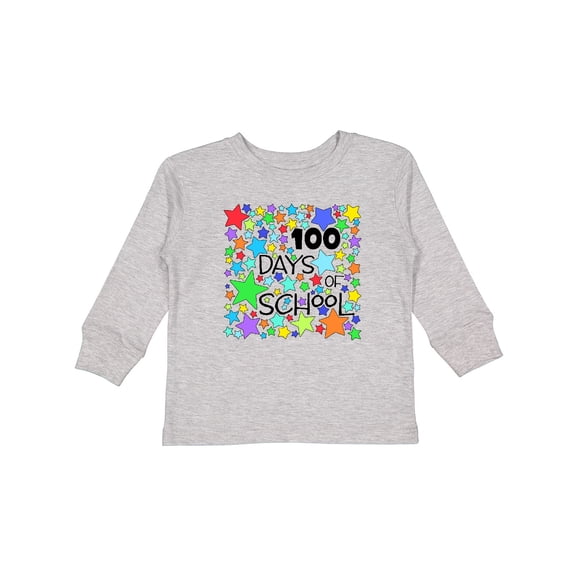 Inktastic 100 Days of School Colorful Stars Boys or Girls Long Sleeve Toddler T-Shirt