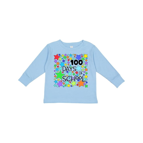 Inktastic 100 Days of School Colorful Stars Boys or Girls Long Sleeve Toddler T-Shirt