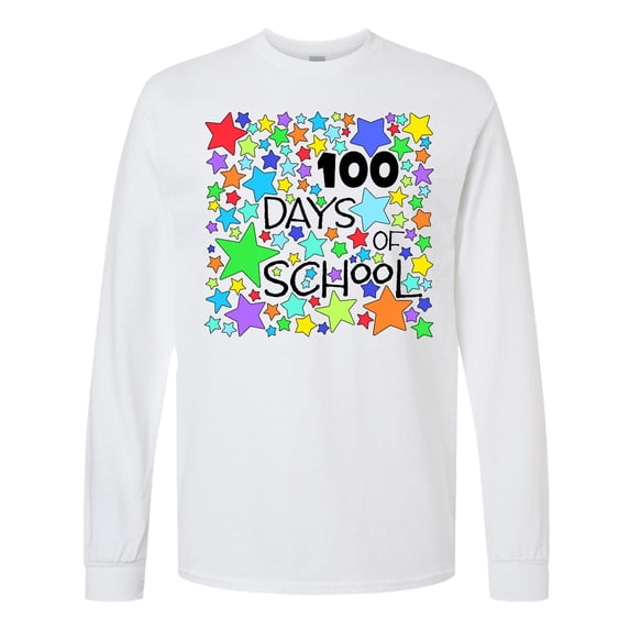 Inktastic 100 Days of School Colorful Stars Long Sleeve T-Shirt