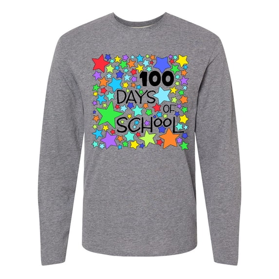 Inktastic 100 Days of School Colorful Stars Long Sleeve T-Shirt