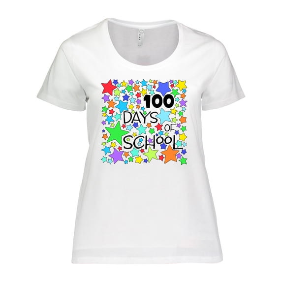Inktastic 100 Days of School Colorful Stars Women's Plus Size T-Shirt