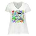 thumbnail image 1 of Inktastic 100 Days of School Colorful Stars Women's Plus Size V-Neck T-Shirt, 1 of 5