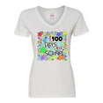 thumbnail image 1 of Inktastic 100 Days of School Colorful Stars Women's V-Neck T-Shirt, 1 of 5