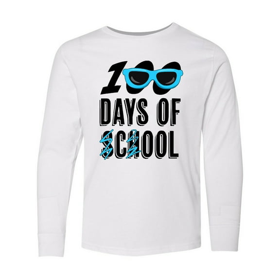 Inktastic 100 Days of School Cool Sunglasses Design Long Sleeve Youth T-Shirt