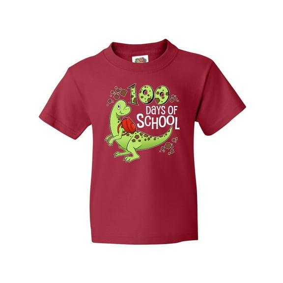 Inktastic 100 Days of School Cute Green Dinosaur Youth T-Shirt