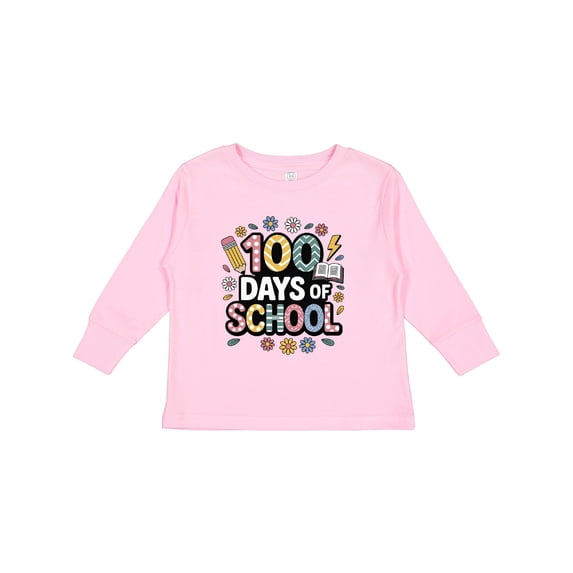 Inktastic 100 Days of School Girls Long Sleeve Toddler T-Shirt