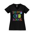thumbnail image 1 of Inktastic 100 Days of School Party Women's Plus Size V-Neck T-Shirt, 1 of 5