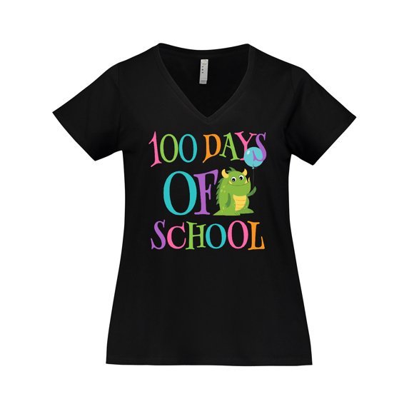Inktastic 100 Days of School Party Women's Plus Size V-Neck T-Shirt