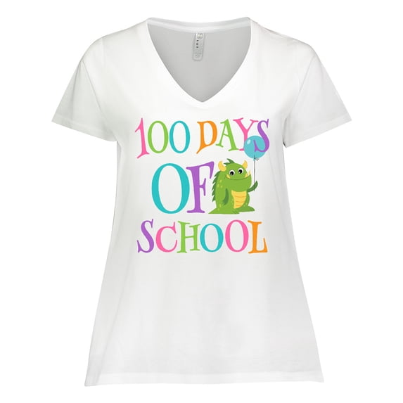Inktastic 100 Days of School Party Women's Plus Size V-Neck T-Shirt