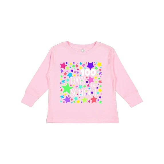 Inktastic 100 Days of School Pastel Stars Boys or Girls Long Sleeve Toddler T-Shirt