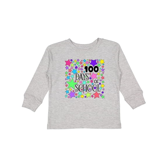 Inktastic 100 Days of School Pastel Stars Boys or Girls Long Sleeve Toddler T-Shirt