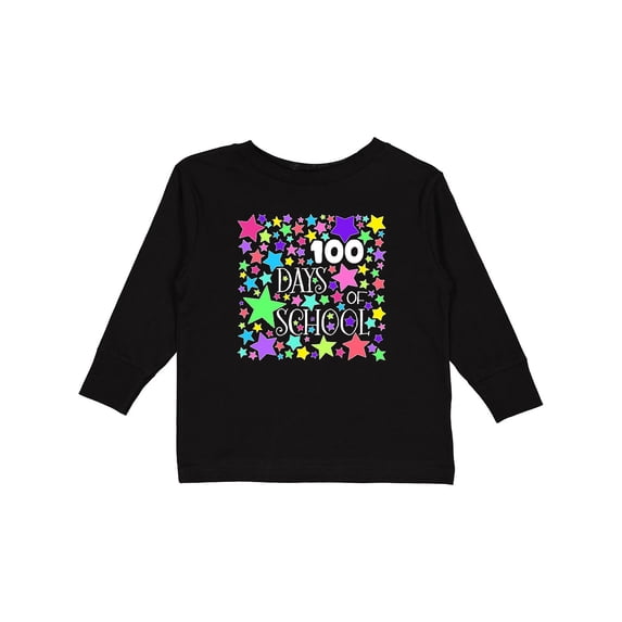 Inktastic 100 Days of School Pastel Stars Boys or Girls Long Sleeve Toddler T-Shirt