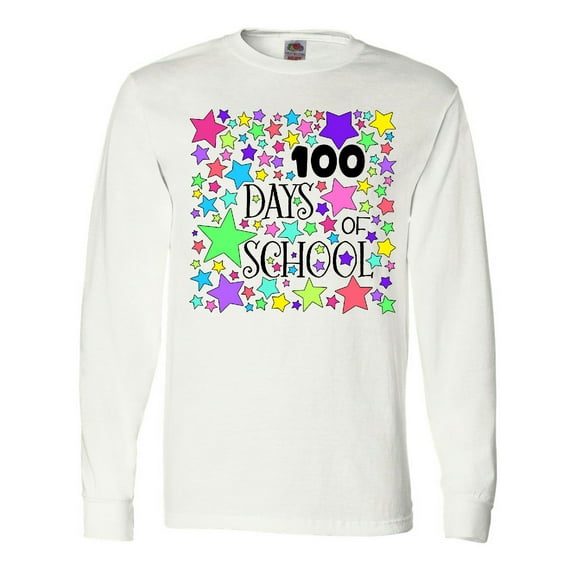 Inktastic 100 Days of School Pastel Stars Long Sleeve T-Shirt