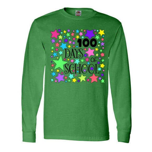 Inktastic 100 Days of School Pastel Stars Long Sleeve T-Shirt
