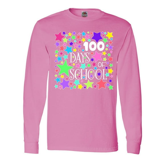 Inktastic 100 Days of School Pastel Stars Long Sleeve T-Shirt