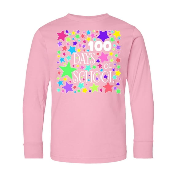 Inktastic 100 Days of School Pastel Stars Long Sleeve Youth T-Shirt