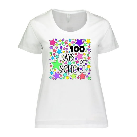 Inktastic 100 Days of School Pastel Stars Women's Plus Size T-Shirt