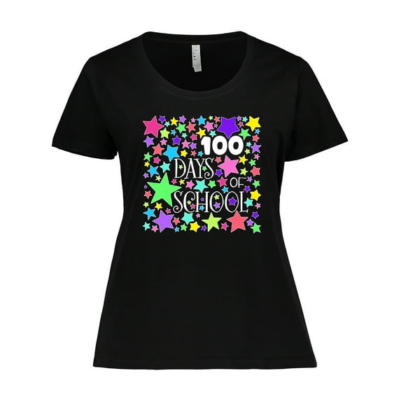 Inktastic 100 Days of School Pastel Stars Women's Plus Size T-Shirt