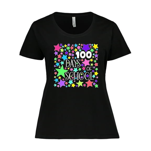 Inktastic 100 Days of School Pastel Stars Women's Plus Size T-Shirt