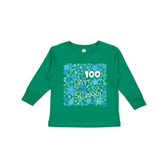 Inktastic 100 Days of School Stars in Blue Boys or Girls Long Sleeve Toddler T-Shirt