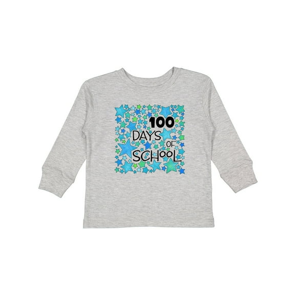 Inktastic 100 Days of School Stars in Blue Boys or Girls Long Sleeve Toddler T-Shirt