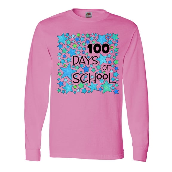 Inktastic 100 Days of School Stars in Blue Long Sleeve T-Shirt