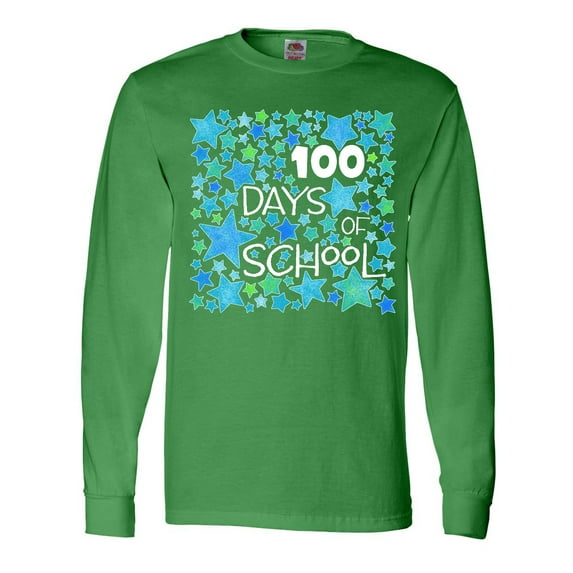 Inktastic 100 Days of School Stars in Blue Long Sleeve T-Shirt
