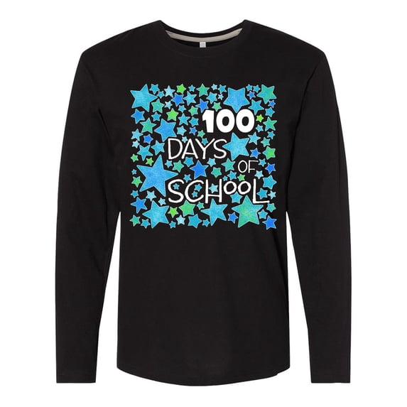 Inktastic 100 Days of School Stars in Blue Long Sleeve T-Shirt