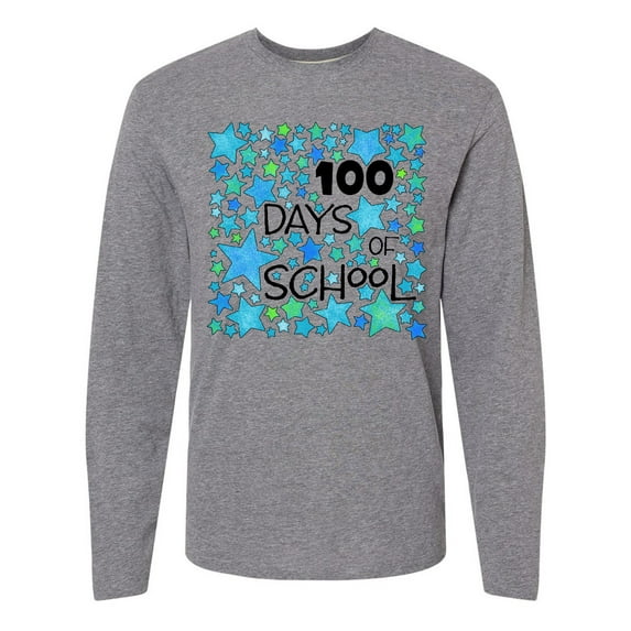 Inktastic 100 Days of School Stars in Blue Long Sleeve T-Shirt