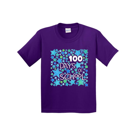 Inktastic 100 Days of School Stars in Blue Youth T-Shirt