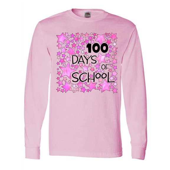 Inktastic 100 Days of School Stars in Pink Long Sleeve T-Shirt
