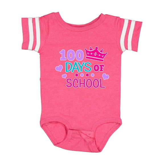 Inktastic 100 Days of School in Pink and Purple with Crown Girls Baby Bodysuit