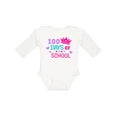 thumbnail image 1 of Inktastic 100 Days of School in Pink and Purple with Crown Girls Long Sleeve Baby Bodysuit, 1 of 5