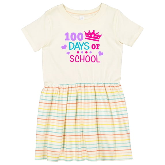 Inktastic 100 Days of School in Pink and Purple with Crown Girls Toddler Dress