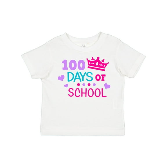 Inktastic 100 Days of School in Pink and Purple with Crown Girls Toddler T-Shirt